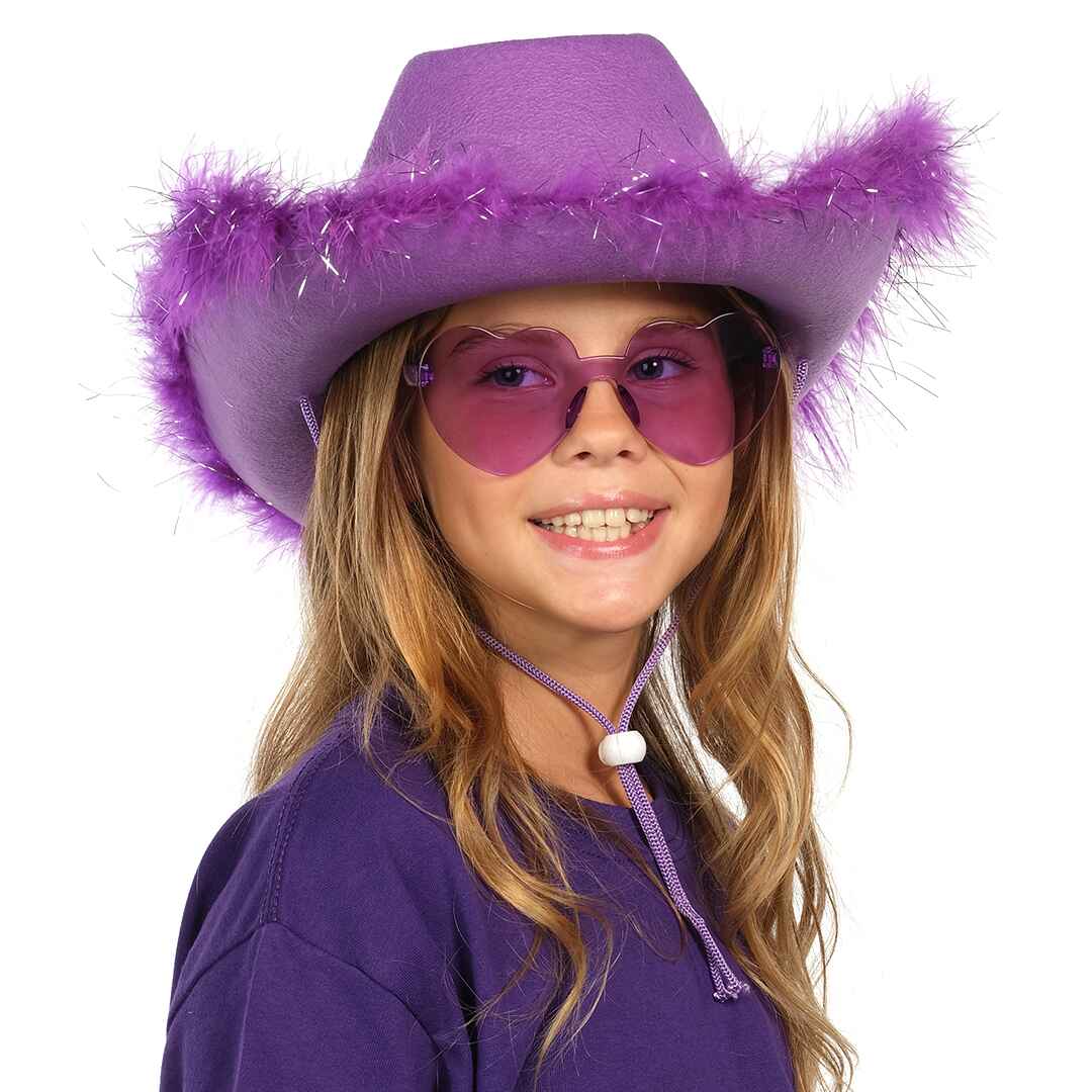 cowgirl hat purple fluffy cowboy hat with feathers cowgirl hat costume women princess cowgirl hat