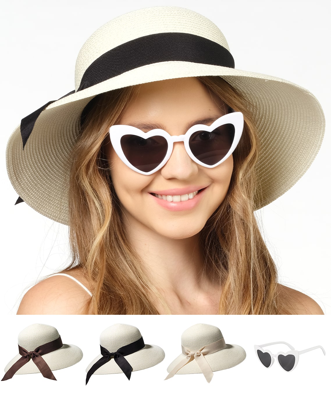Ivory Panama straw beach hats for women-Packable Sun Hat - Funcredible