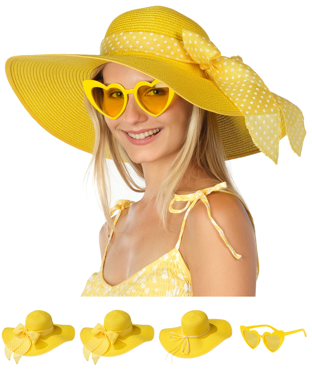 Yellow Wide Brim Sun Hats for Women - Floppy Straw Hat  display picture 3