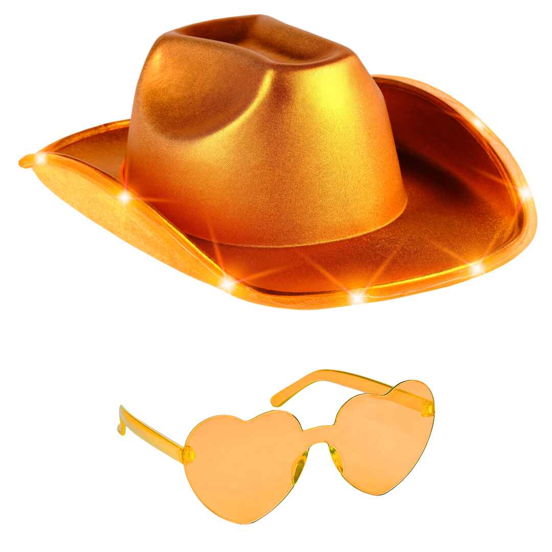 Orange Light Up Cowgirl Hats for Women Western - Stylish Cowboy Hats for Women’s Fashion