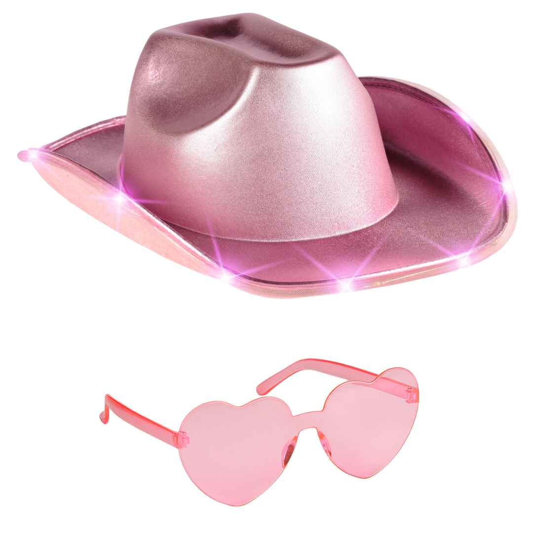 Funcredible Pink Light Up Cowgirl Hats for Women Western - Stylish Cowboy Hats for Women’s Fashion