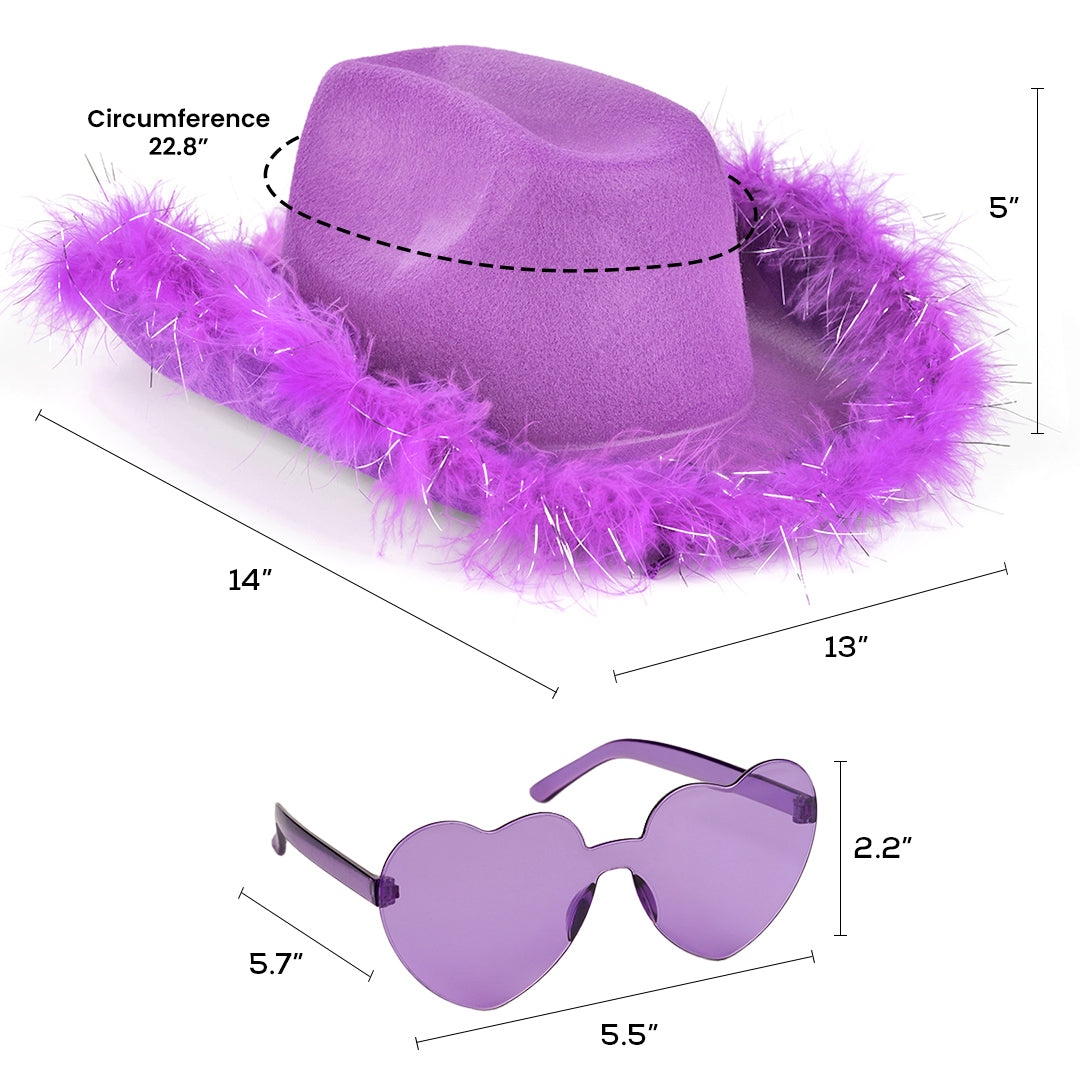 Purple Light Up Cowgirl Hats for Women Western - Stylish Cowboy Hats for Women - FUNCREDIBLE