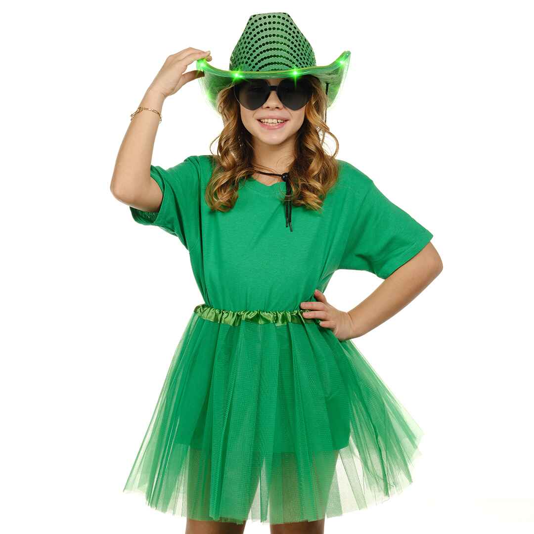 green Cowgirl Hat for women holographic space cowboy hat dark rave hat sequin led halloween