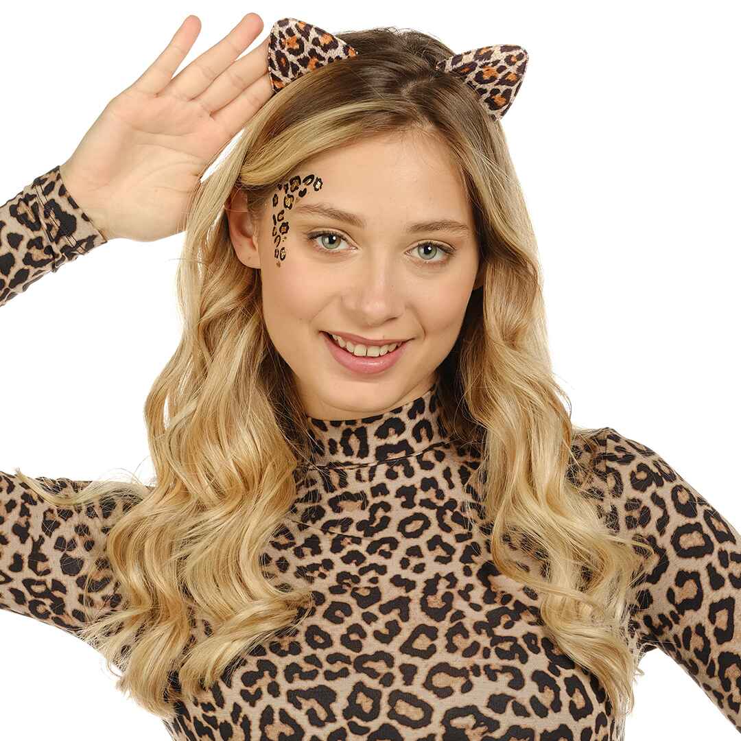 kitty leather accessory wild cheatah face stickers