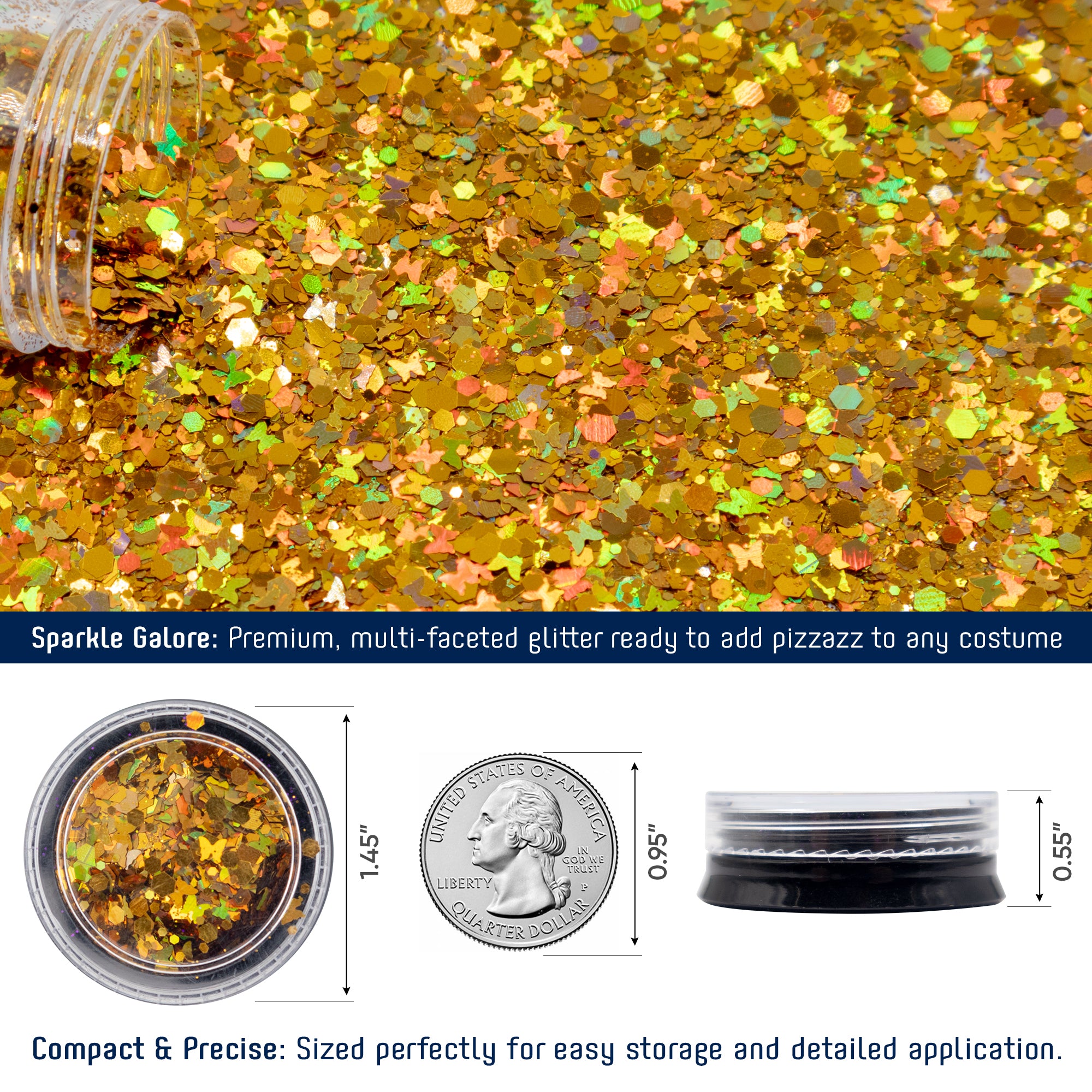 Gold Fairy Costume Accessories Set - Fairy Wings, Fairy Crown with Glitter - FUNCREDIBLE