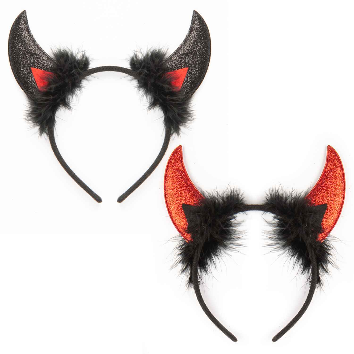 Black Devil Horns and Red Devil Horns Headband Set 