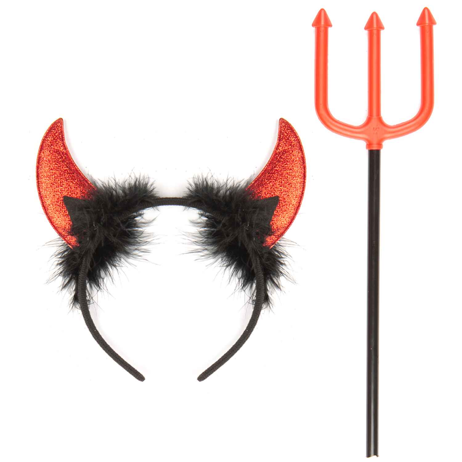 Glitter Devil Ears Headband with Pitchfork