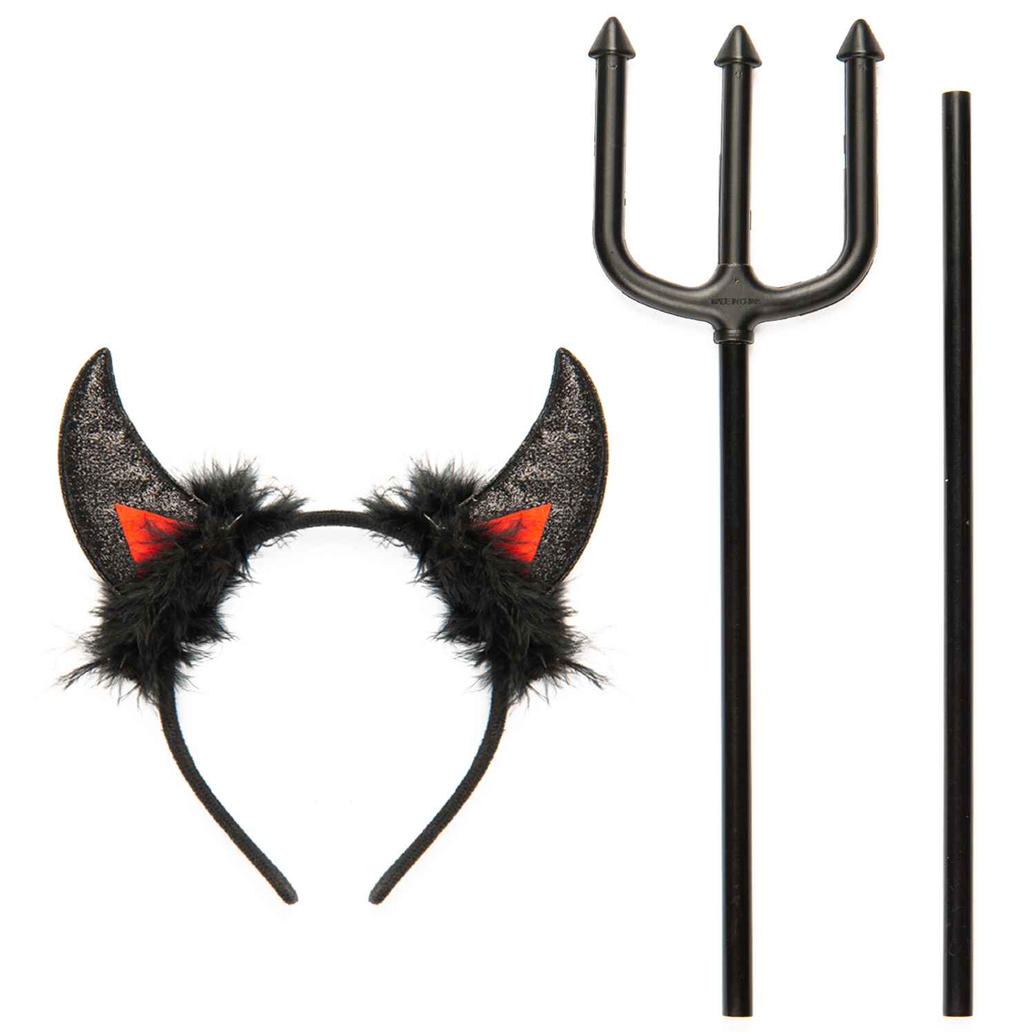 Halloween Fancy Devil Cosplay Outfit Accessories for Women, Men and Kids (Black)