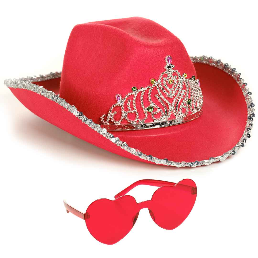 red Cowgirl Hat for women bride cowboy hat space cowgirl hat sequin star halloween fun 