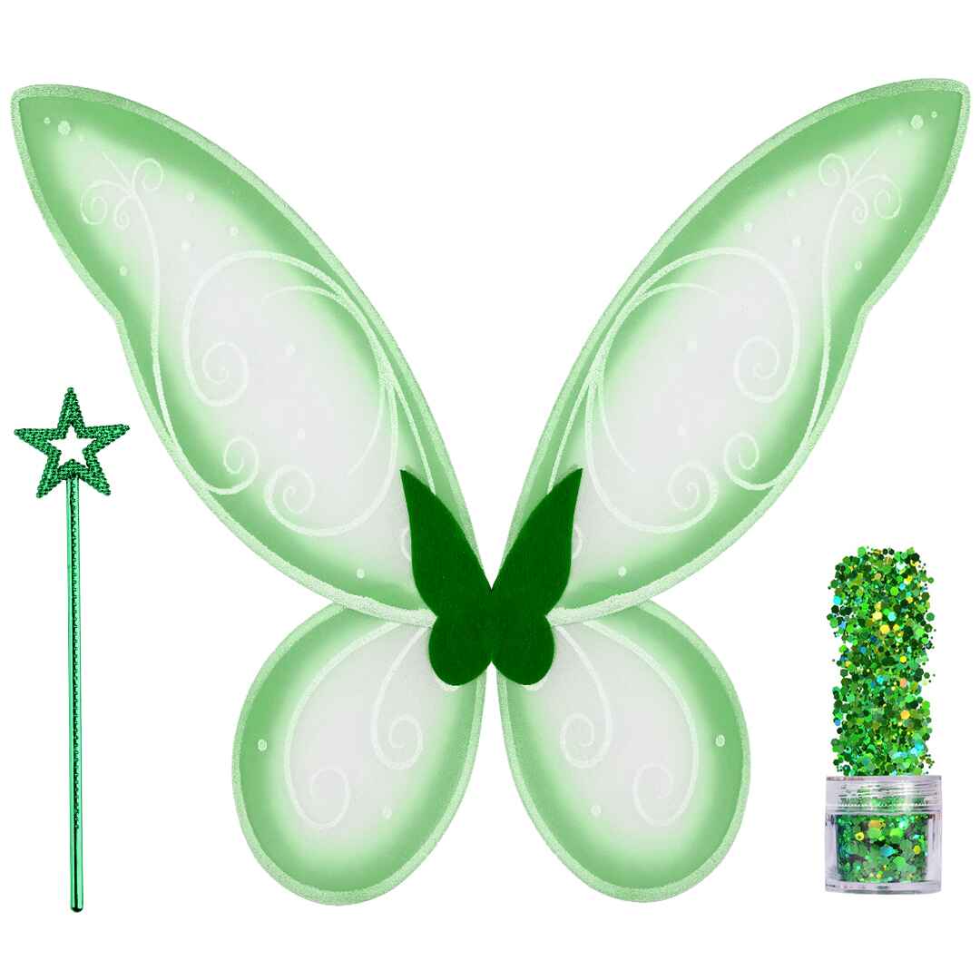 green fairy wings for women tinkerbell costume wings and crown and wand