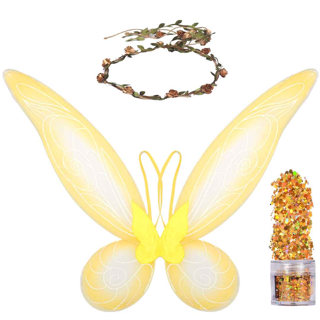 Fairy Wings, Fairy Crown with Fairy Glitter - Gold Tooth Fairy Wings
