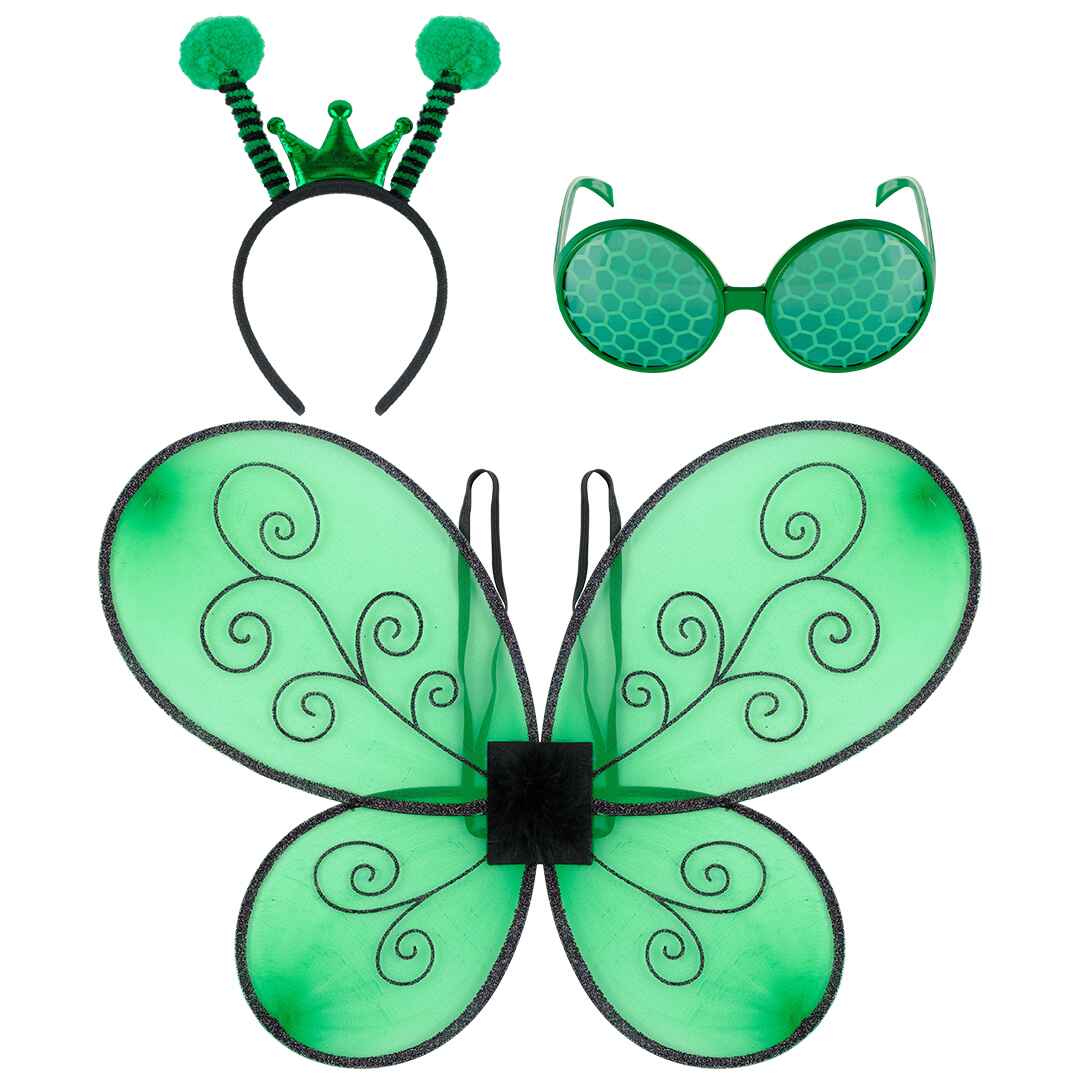 green lacewing inspired costume, green lacewing wings as costume accessories, green lacewing themed party favors,