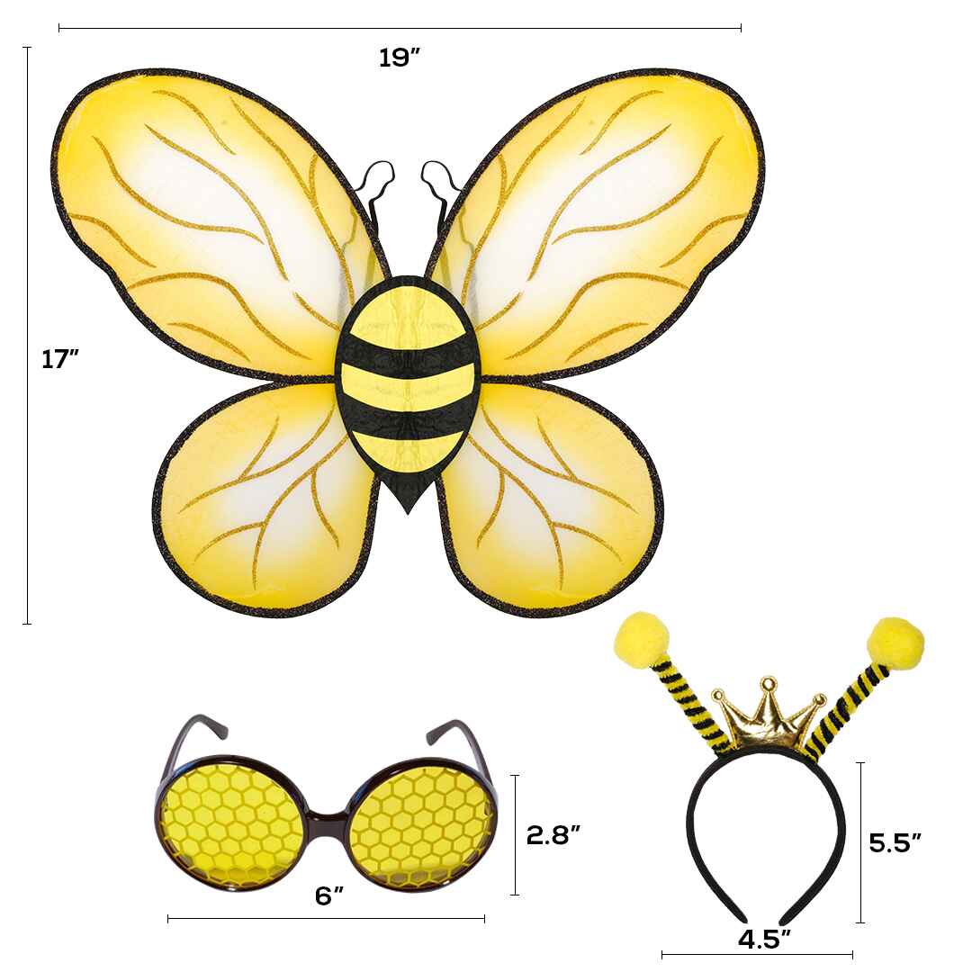 Bee Costume Accessories for Women - Bee Wings, Antenna and Glasses