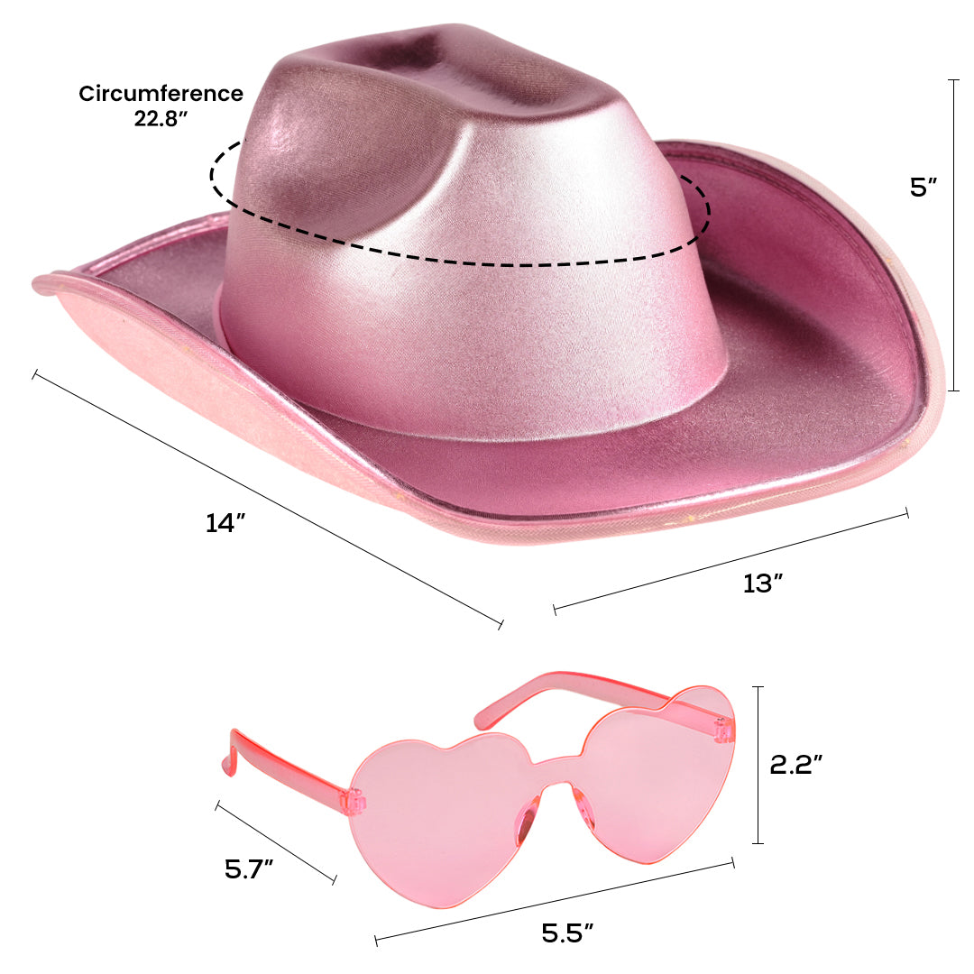 Pink Light Up Cowgirl Hats for Women Western - Stylish Cowboy Hats for Women - FUNCREDIBLE