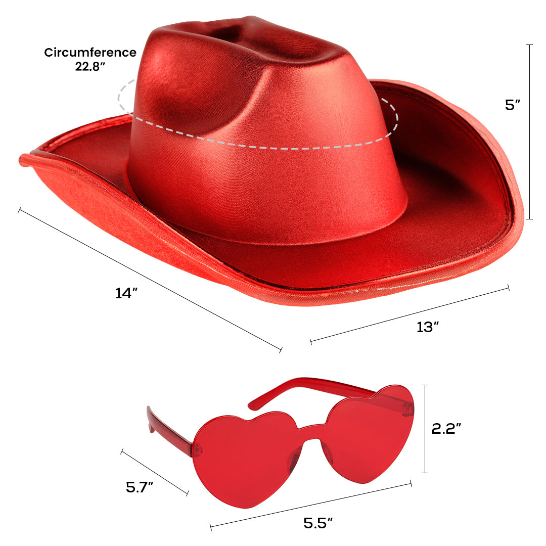 Red Light Up Cowgirl Hats for Women Western - Stylish Cowboy Hats for Women - FUNCREDIBLE
