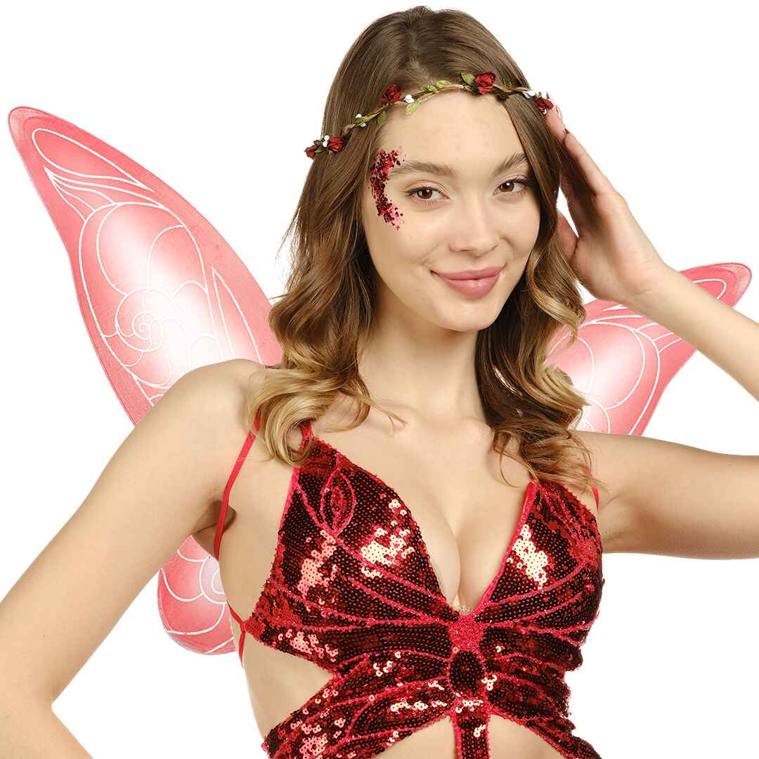 red fairy wings for women tinkerbell costume wings and crown tooth fairies costume for girls