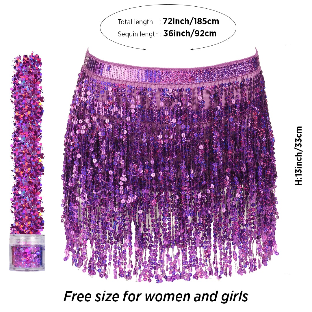 rave attire for women boho fringe belt fadas cortas scarf skirts for women gypsy cowgirl clothing  -festival clothes Purple sparkly skirt burning man costumes for women rave wear metallic Purple skirt