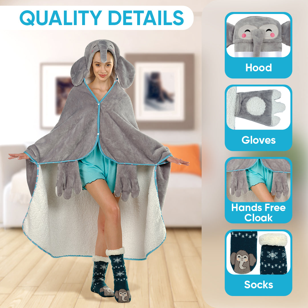 Blanket Hood, Blanket Gloves and hands free cloak