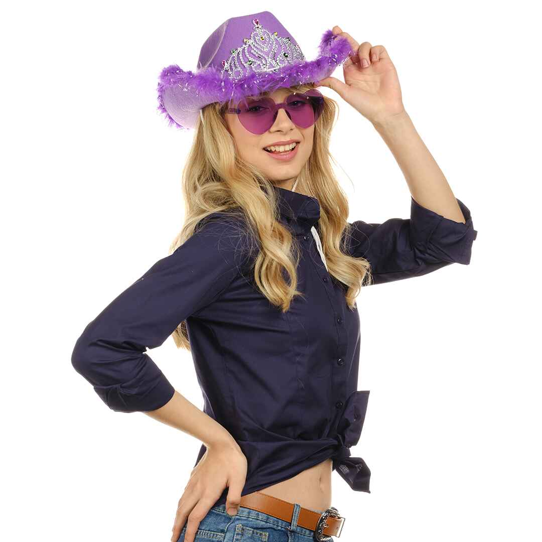 purple cowboy hat with fur malibu cowboys  space cowgirl hat with feathers barbie hats offline hat