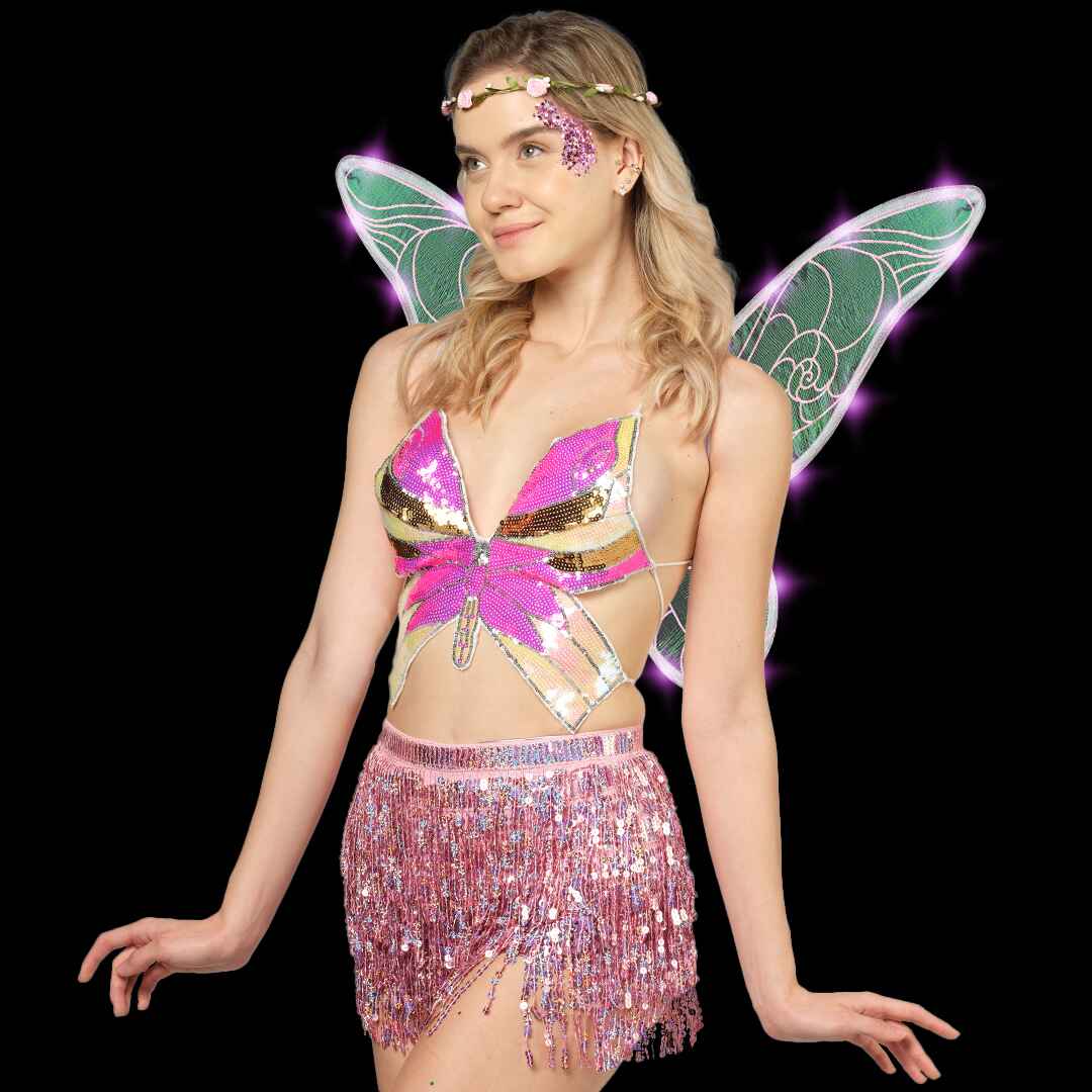 pink holographic light up fairy wings for adults fairy wings for girls butterfly wings 