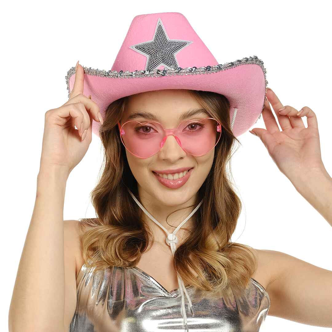 Pink cowgirl hat with feathers cow girl halloween pink fluffy cowgirl hat cowgirl hat with feathers