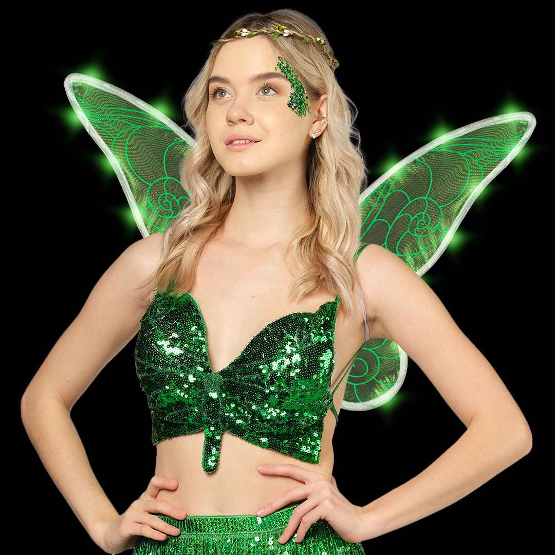 green holographic light out fairy wings for adults fairy wings for girls tinkerbell wings 