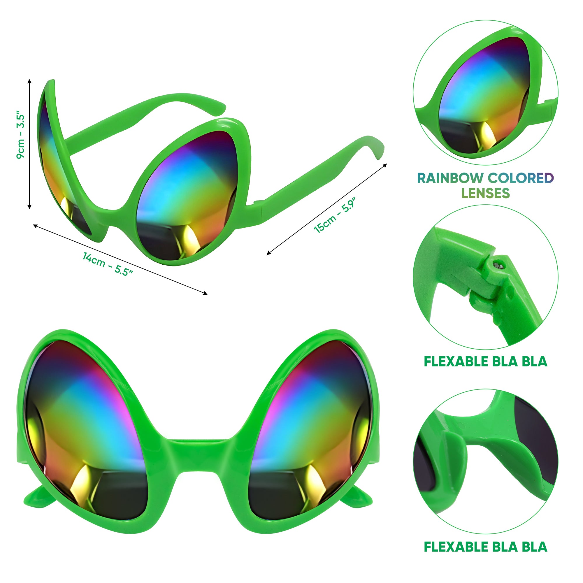 Green Alien Headband and Glasses Set - Green Alien Costume Accessories - FUNCREDIBLE