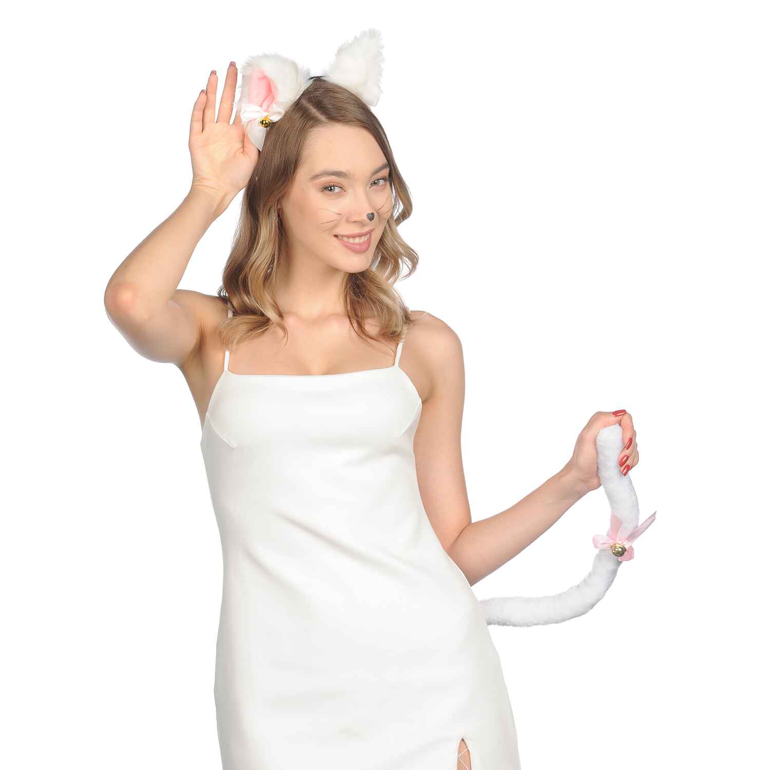 white cat ears and tail  anime Halloween animal ears furry tails