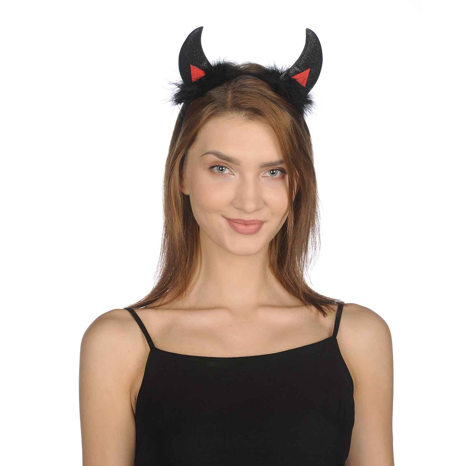  black soft fluffy glitter devil ears headband