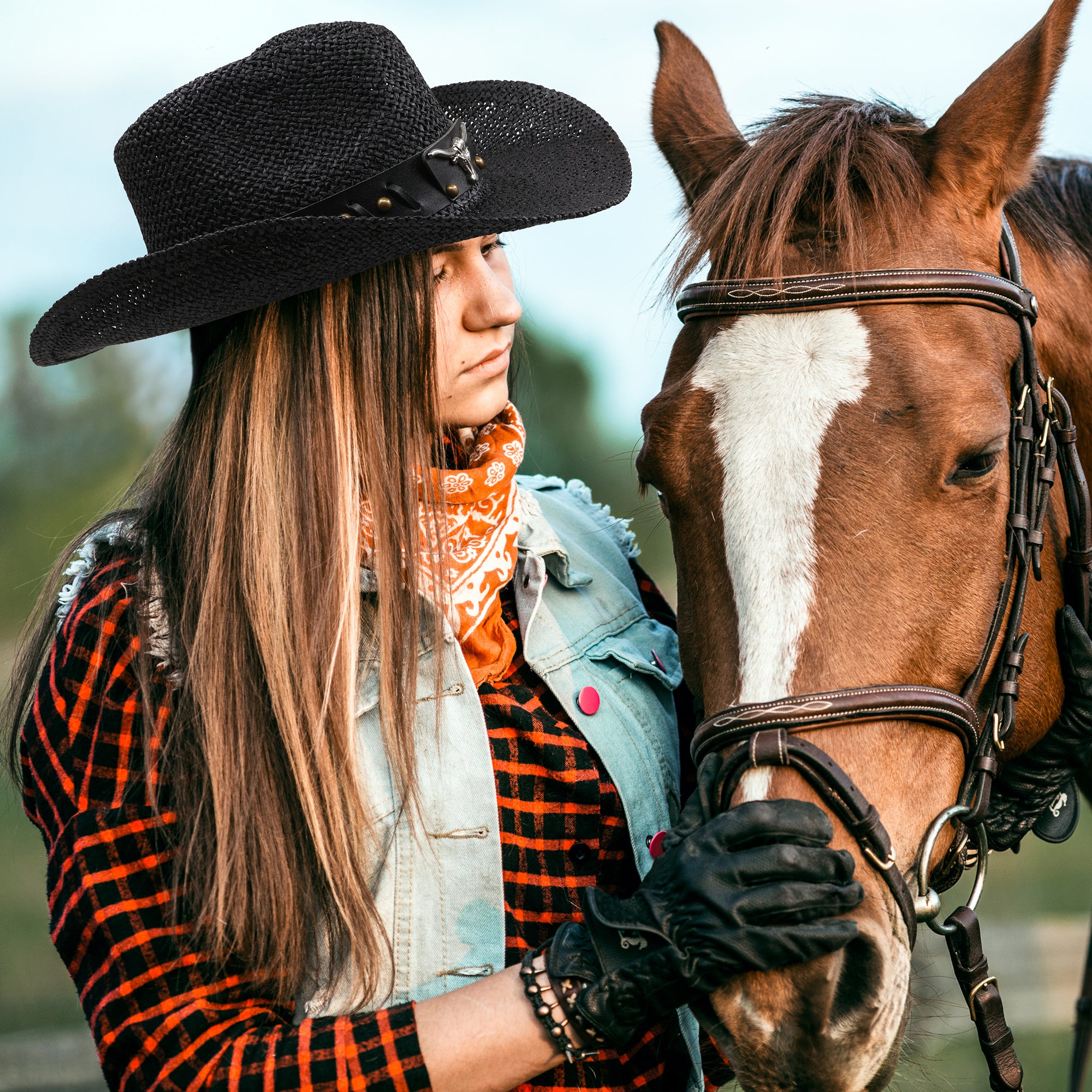 Funcredible Straw Cowboy Hat - Woven Cowgirl Hat with 3 Replaceable Hat Bands - Vintage Western Cowgirl Hat - Aesthetic Cowboy Hat for Women and Men Western Style - Trendy Cowgirl Cowboy Hat