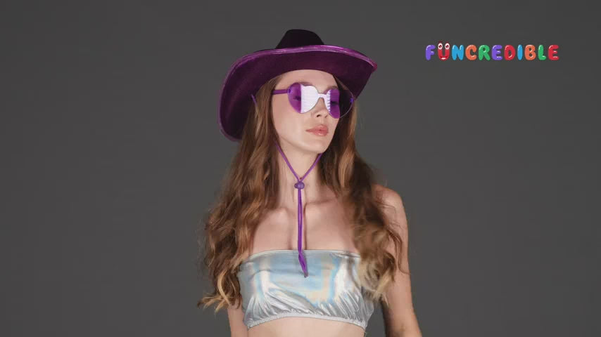 Funcredible Purple Light Up Cowgirl Hats for Women Western
