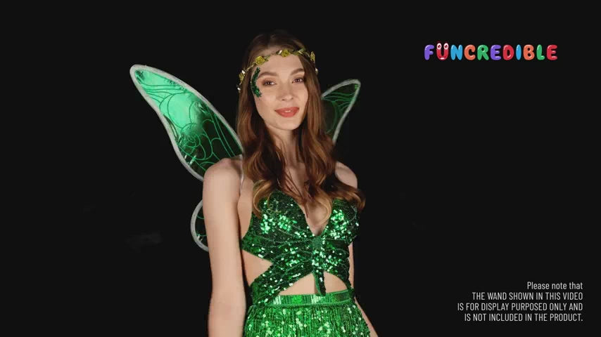 Funcredible Green Fairy Wings Set with Crown and Glitter