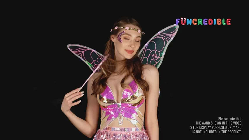Funcredible Pink Fairy Wings Set with Crown and Glitter