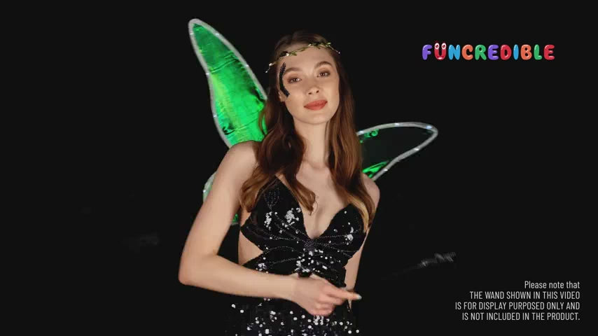 Funcredible Black Fairy Wings Set with Crown and Glitter