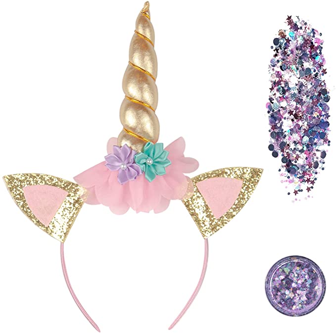 Unicorn Headband with Chunky Glitter - Unicorn Horn Headband and Chunky Glitter - FUNCREDIBLE