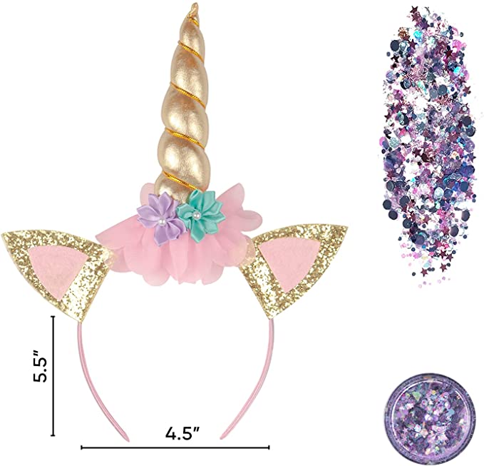 Unicorn Headband with Chunky Glitter - Unicorn Horn Headband and Chunky Glitter - FUNCREDIBLE